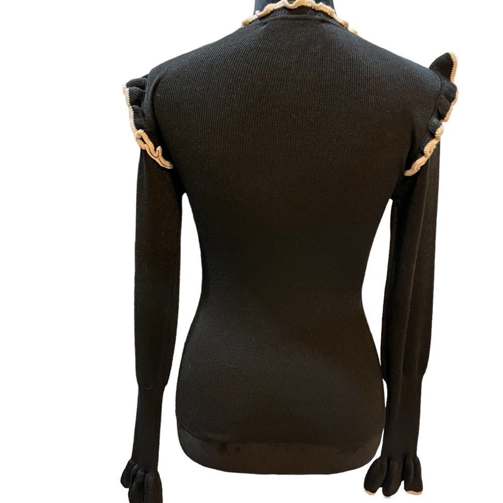Dance & Marvel Black Ribbed Ruffle Sweater – Size S - Picture 10 of 16